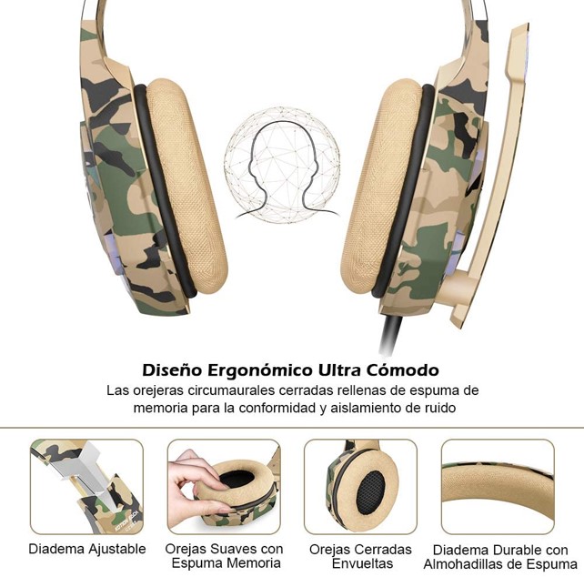 Audífonos Diadema Gamer G7500 Camuflaje