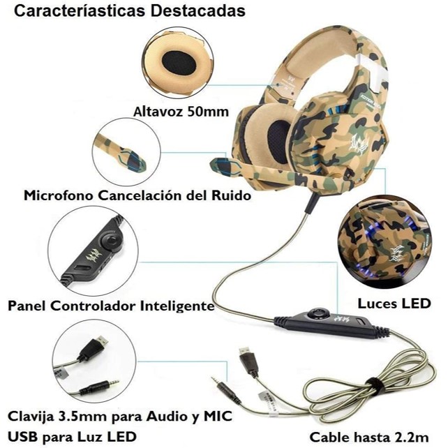 Audífonos Diadema Gamer G7500 Camuflaje