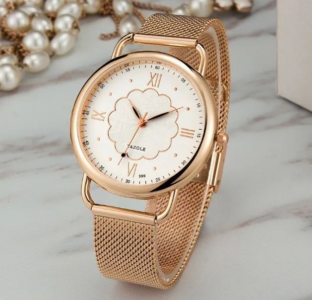 Reloj Para Dama Yazole Mod D399 Elegante Moda Rose Gold