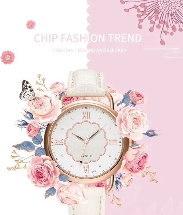 Reloj Para Dama Yazole Mod D399 Elegante Moda Rose Gold