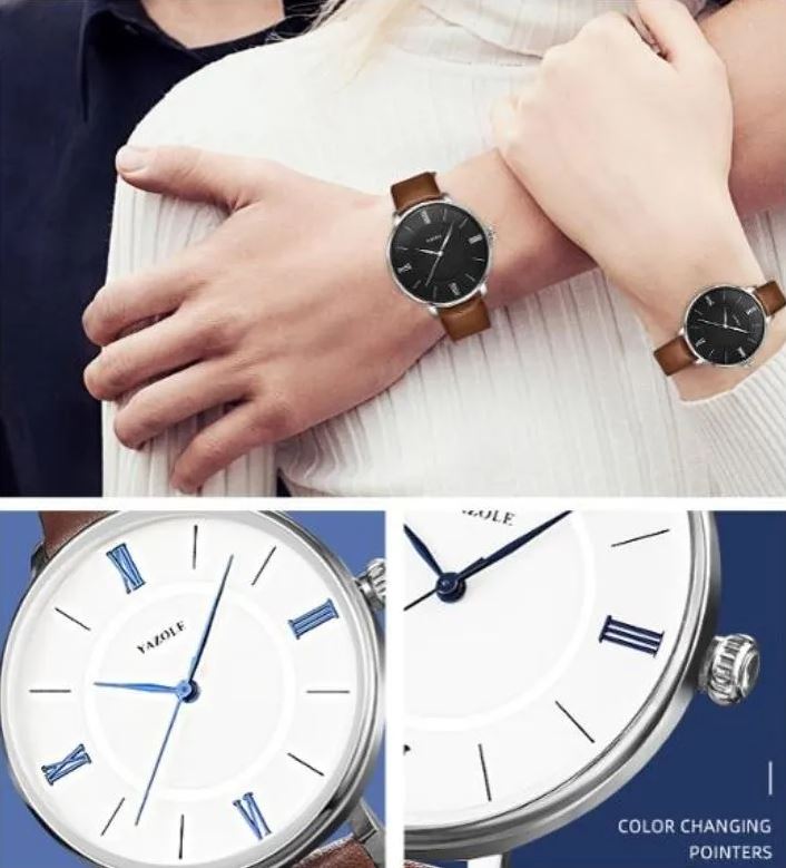 Relojes Duo De Pareja Novios Para Hombre Y Mujer Yazole D530 Café
