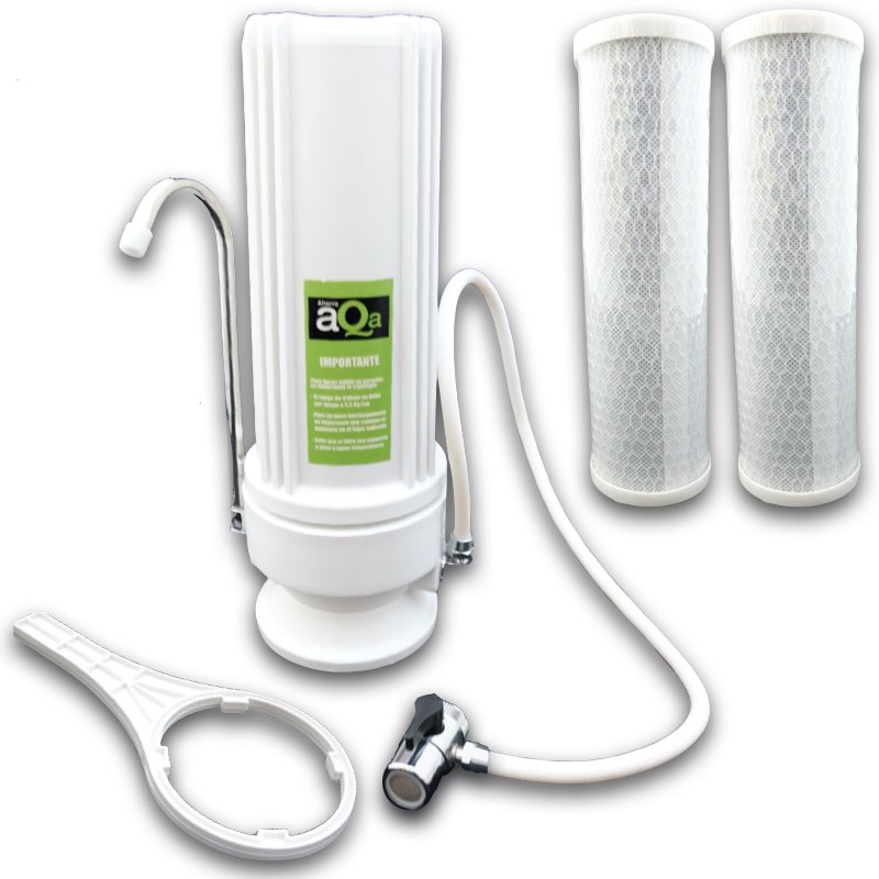Filtro Purificador de Agua Paso 2 con Dos Cartuchos de Carbón Activado y Cáscara de Coco