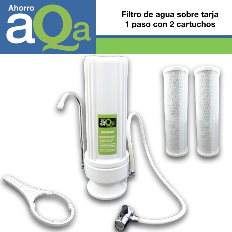 Filtro Purificador de Agua Paso 2 con Dos Cartuchos de Carbón Activado y Cáscara de Coco