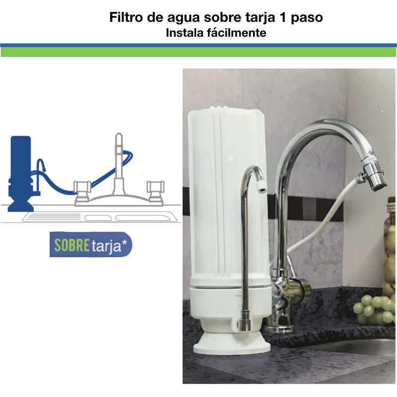 Filtro Purificador de Agua Paso 2 con Dos Cartuchos de Carbón Activado y Cáscara de Coco
