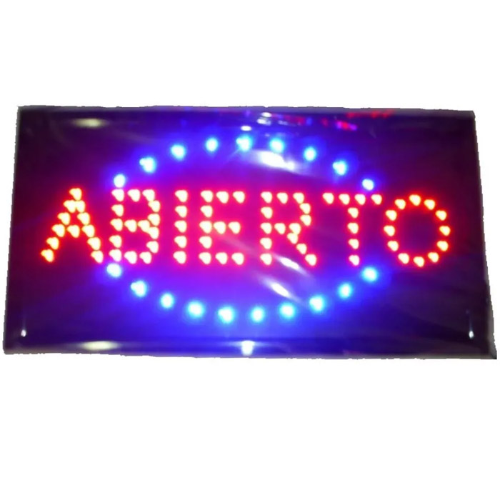 Letrero De Abierto Luminoso Led Comercios 48x25cm