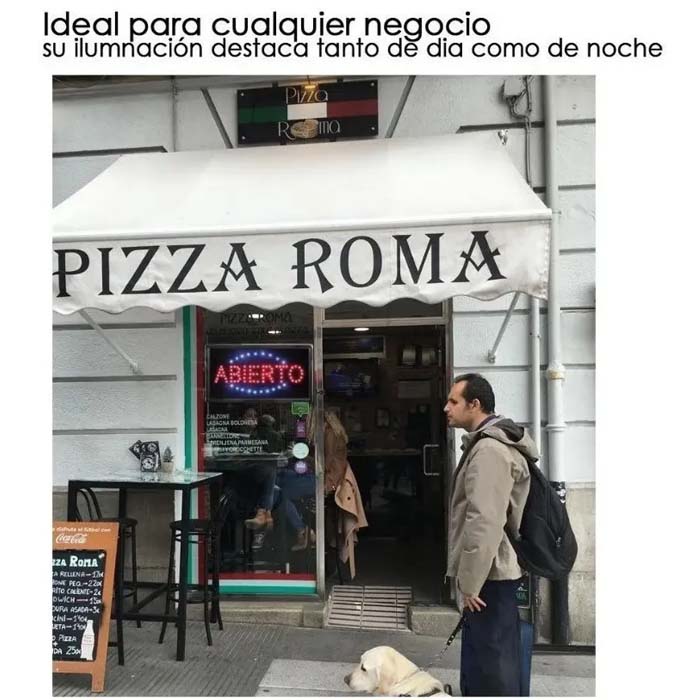 Anuncio Letrero Pubicitario Con Luces Led P Negocio Abierto mitzu