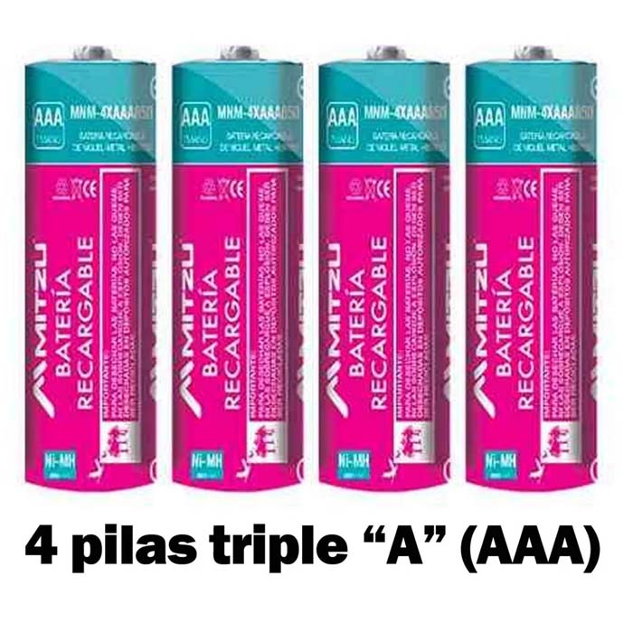 Paquete De 4 Pilas Recargables rosas Aaa O Triple A 1.2v Mitzu