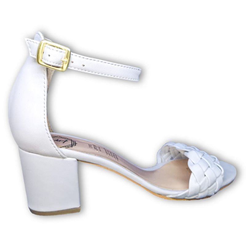 Zapatilla Trenza Tacón Sandalia Casual Dama Blanco Enco Footwear
