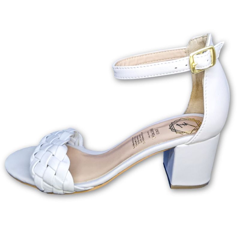 Zapatilla Trenza Tacón Sandalia Casual Dama Blanco Enco Footwear