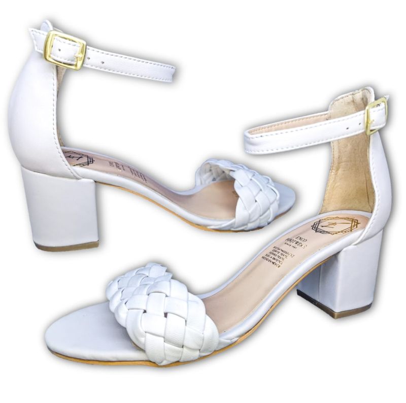 Zapatilla Trenza Tacón Sandalia Casual Dama Blanco Enco Footwear