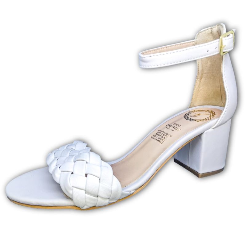 Zapatilla Trenza Tacón Sandalia Casual Dama Blanco Enco Footwear