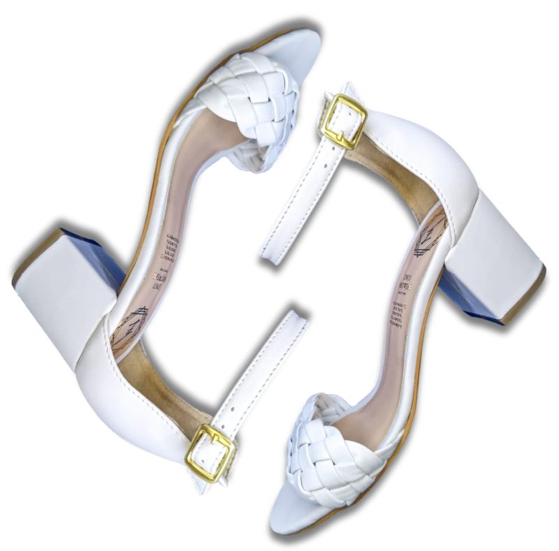 Zapatilla Trenza Tacón Sandalia Casual Dama Blanco Enco Footwear