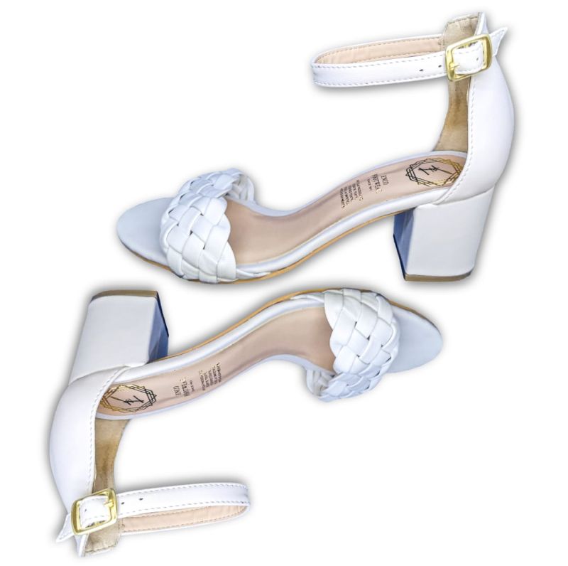 Zapatilla Trenza Tacón Sandalia Casual Dama Blanco Enco Footwear