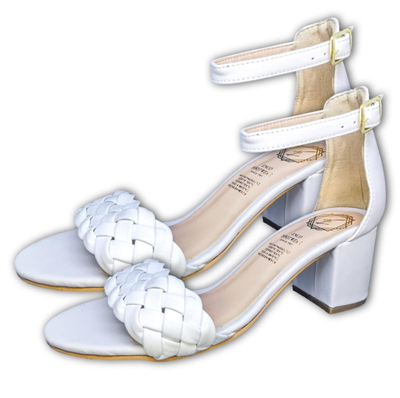 Zapatilla Trenza Tacón Sandalia Casual Dama Blanco Enco Footwear