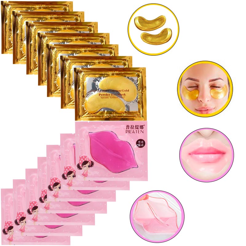 50 Parches De Colágeno Para Labios + 50 Parches De Colágeno Para Ojos