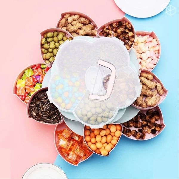 Organizador Pétalos Menta Giratorio Accesorios Joyeria Botanas 3 Niveles 12 Cavidades