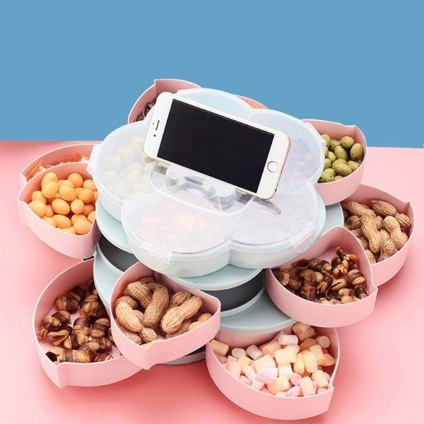 Organizador Pétalos Menta Giratorio Accesorios Joyeria Botanas 3 Niveles 12 Cavidades