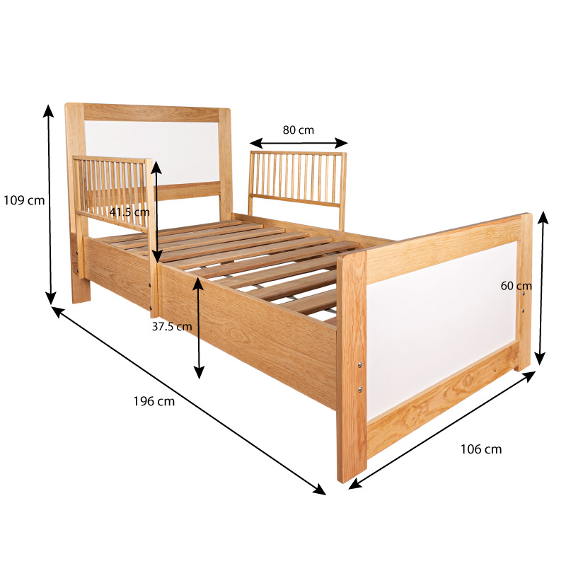 DUDUK Cama de Madera con barandales para niños - Individual