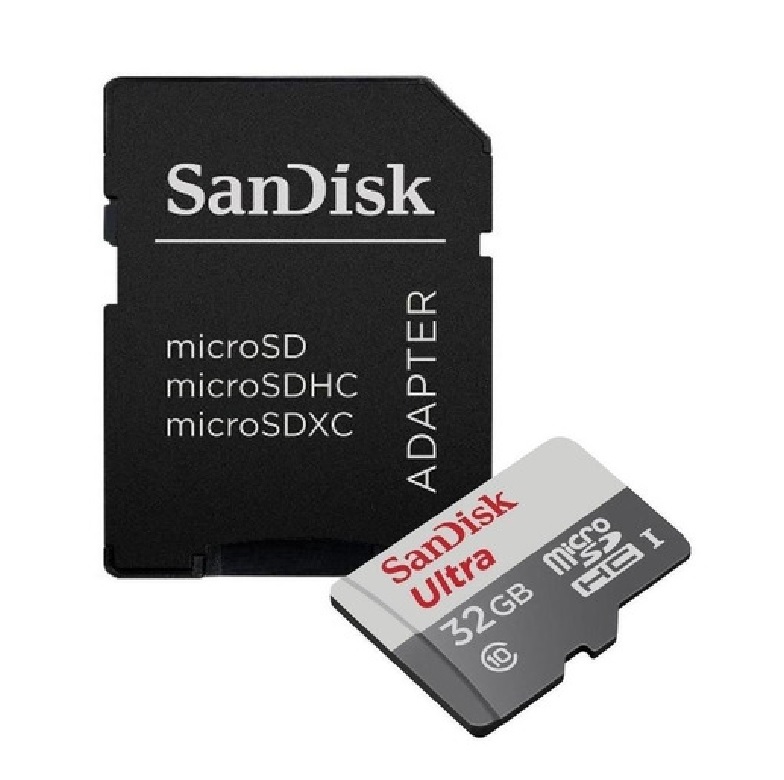 MEMORIA SANDISK 32GB MICRO SDHC ULTRA 100MB/S CLASE 10 C/ADAPTADOR SDSQUNR-032G-GN3MA CEL CAMARA PC