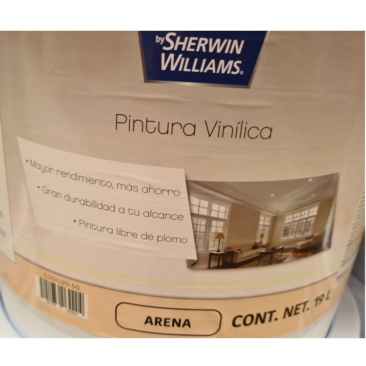 Bote De Pintura Vinílica De 19 Litros Sherwin Williams 603914 - Arena