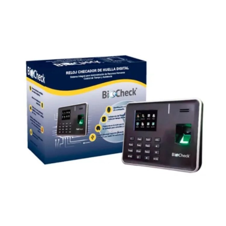 Reloj Checador BioCheck TA-0550 Huella Digital 30 Empleados- Negro