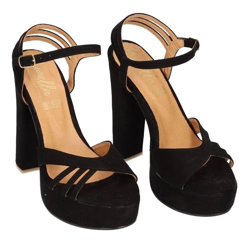 Sandalias Zapatos Mujer Tacon Zapatillas Plataforma 170 /z Negro