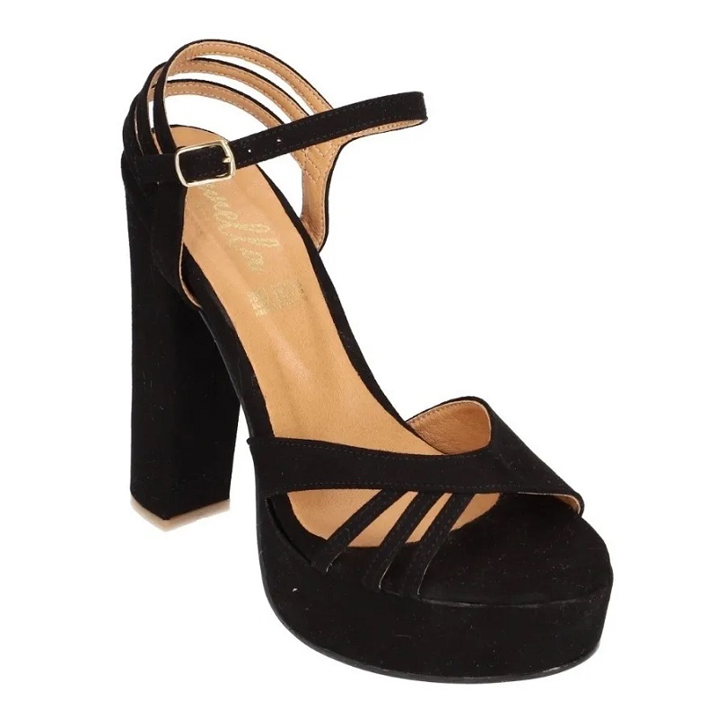 Sandalias Zapatos Mujer Tacon Zapatillas Plataforma 170 /z Negro