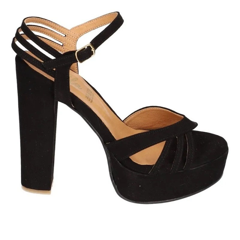 Sandalias Zapatos Mujer Tacon Zapatillas Plataforma 170 /z Negro