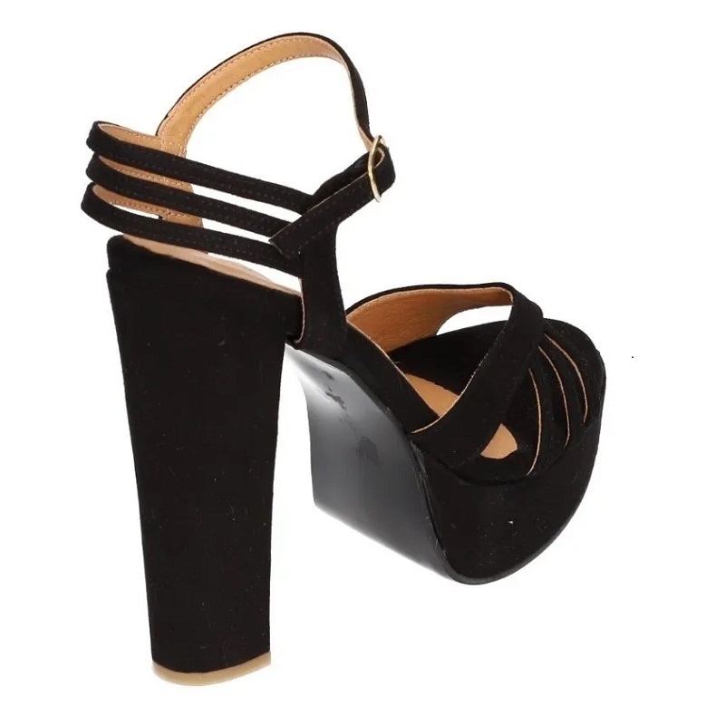 Sandalias Zapatos Mujer Tacon Zapatillas Plataforma 170 /z Negro