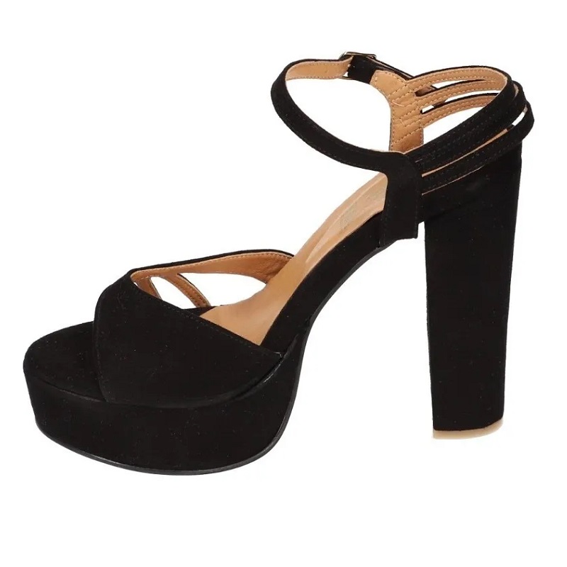 Sandalias Zapatos Mujer Tacon Zapatillas Plataforma 170 /z Negro