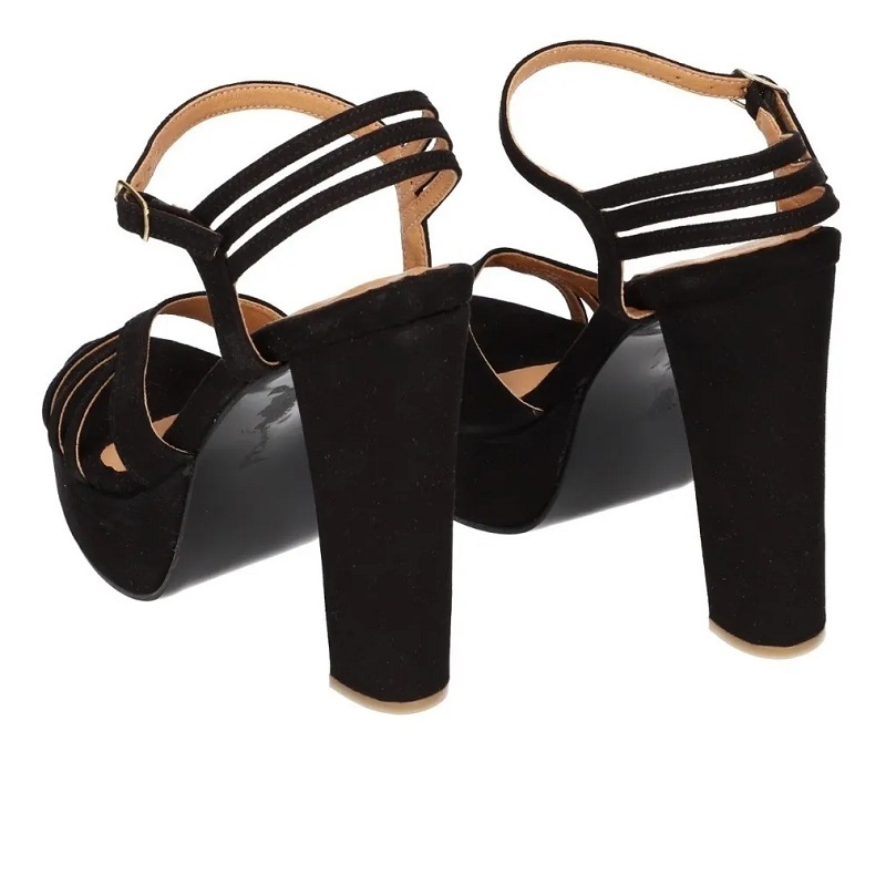 Sandalias Zapatos Mujer Tacon Zapatillas Plataforma 170 /z Negro