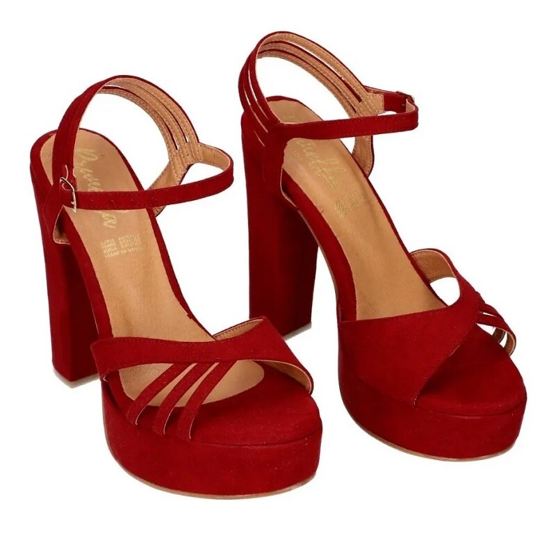 Sandalias Zapatos Mujer Tacon Zapatillas Plataforma 171 /z Rojo