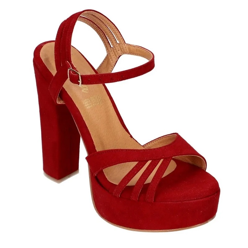 Sandalias Zapatos Mujer Tacon Zapatillas Plataforma 171 /z Rojo