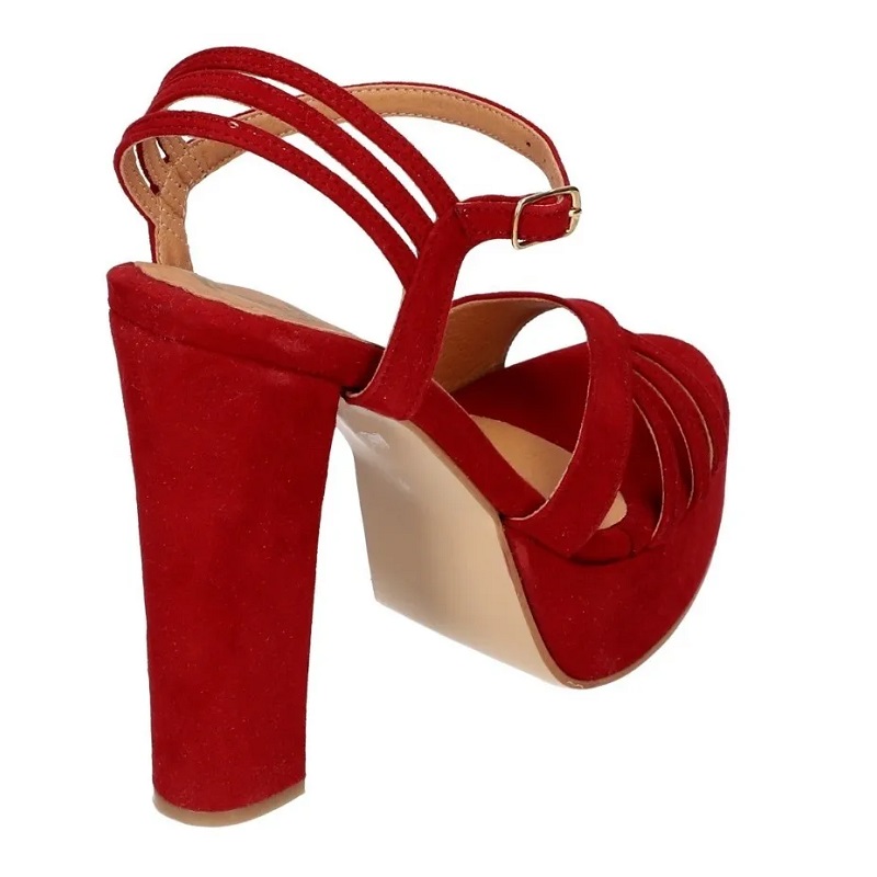 Sandalias Zapatos Mujer Tacon Zapatillas Plataforma 171 /z Rojo