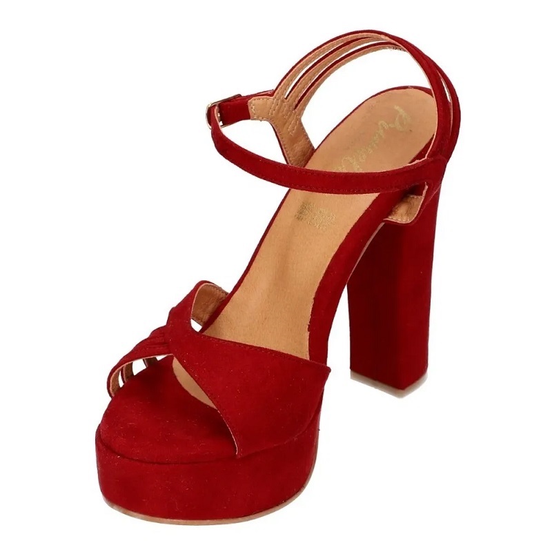 Sandalias Zapatos Mujer Tacon Zapatillas Plataforma 171 /z Rojo