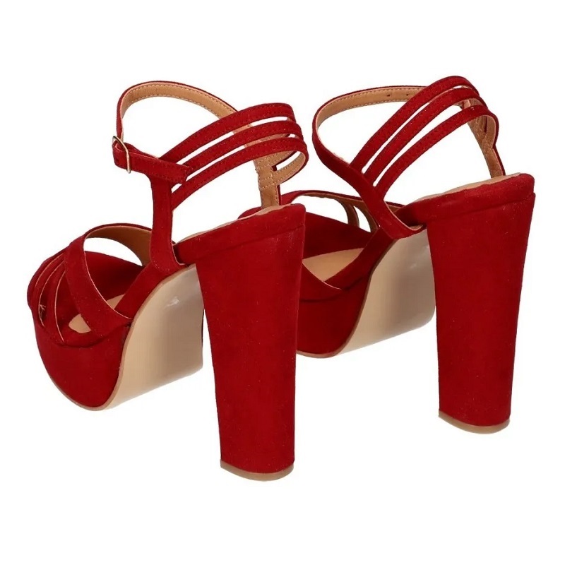 Sandalias Zapatos Mujer Tacon Zapatillas Plataforma 171 /z Rojo
