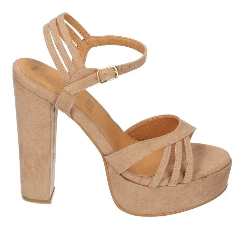 Sandalias Zapatos Mujer Tacon Zapatillas Plataforma 172 /z Beige