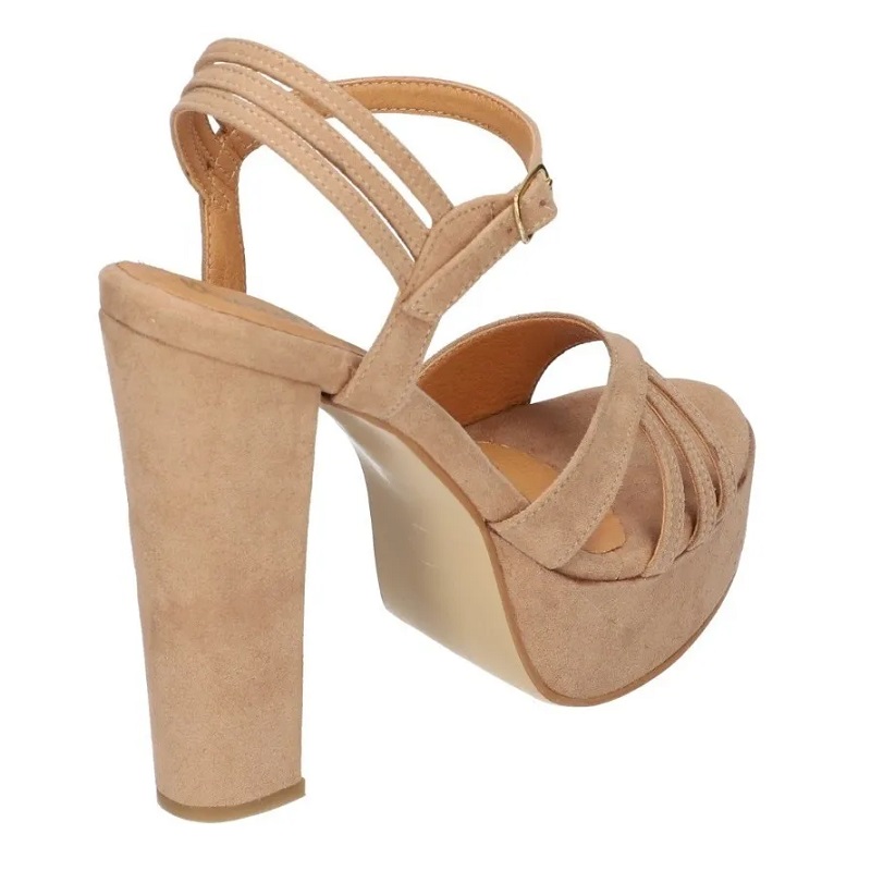 Sandalias Zapatos Mujer Tacon Zapatillas Plataforma 172 /z Beige