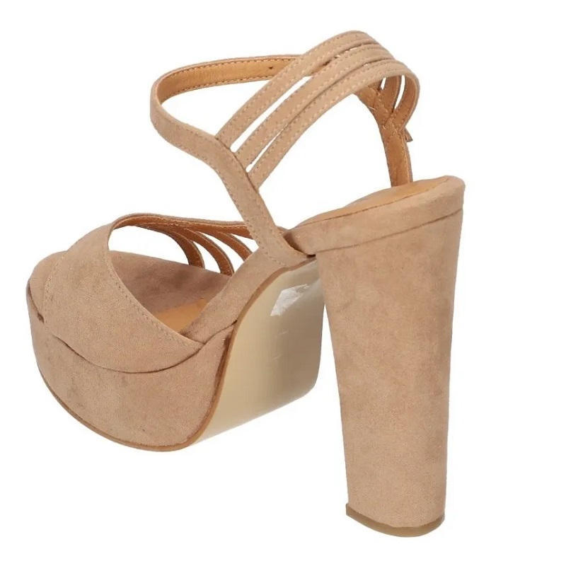 Sandalias Zapatos Mujer Tacon Zapatillas Plataforma 172 /z Beige