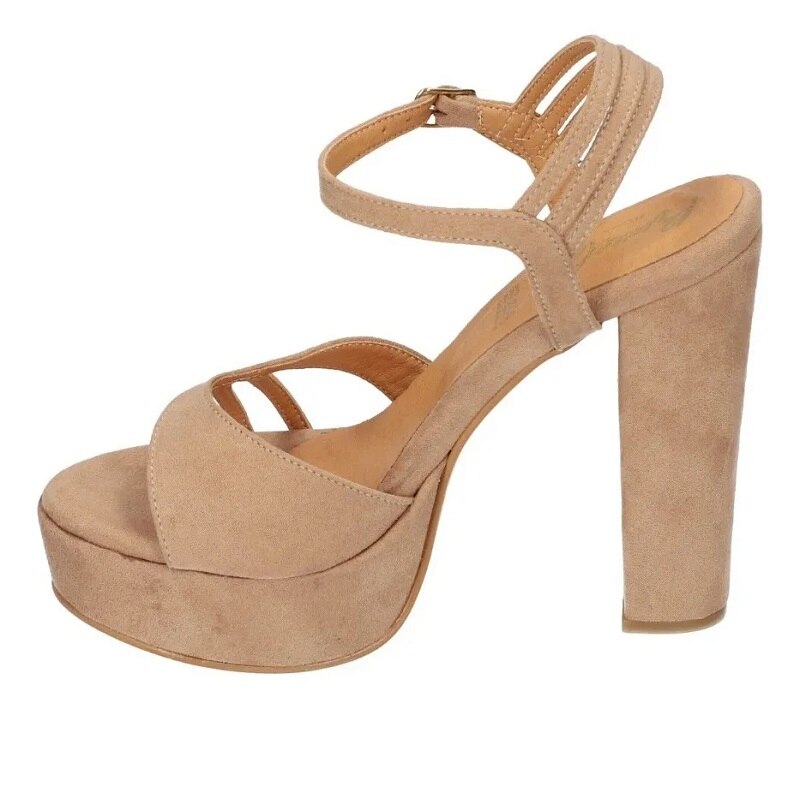 Sandalias Zapatos Mujer Tacon Zapatillas Plataforma 172 /z Beige