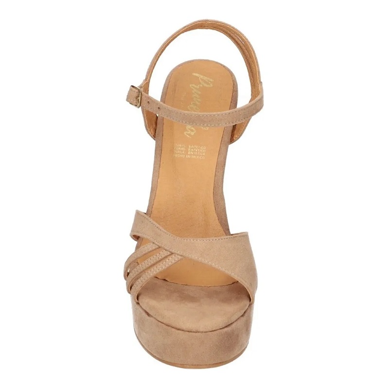 Sandalias Zapatos Mujer Tacon Zapatillas Plataforma 172 /z Beige