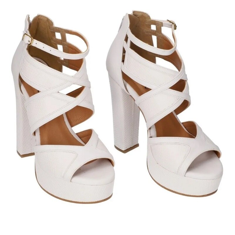 Sandalias Zapatos Mujer Tacon Zapatillas Plataforma 177 /z Blanco