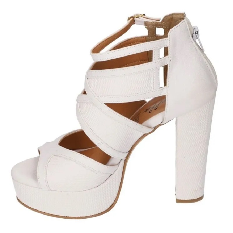 Sandalias Zapatos Mujer Tacon Zapatillas Plataforma 177 /z Blanco