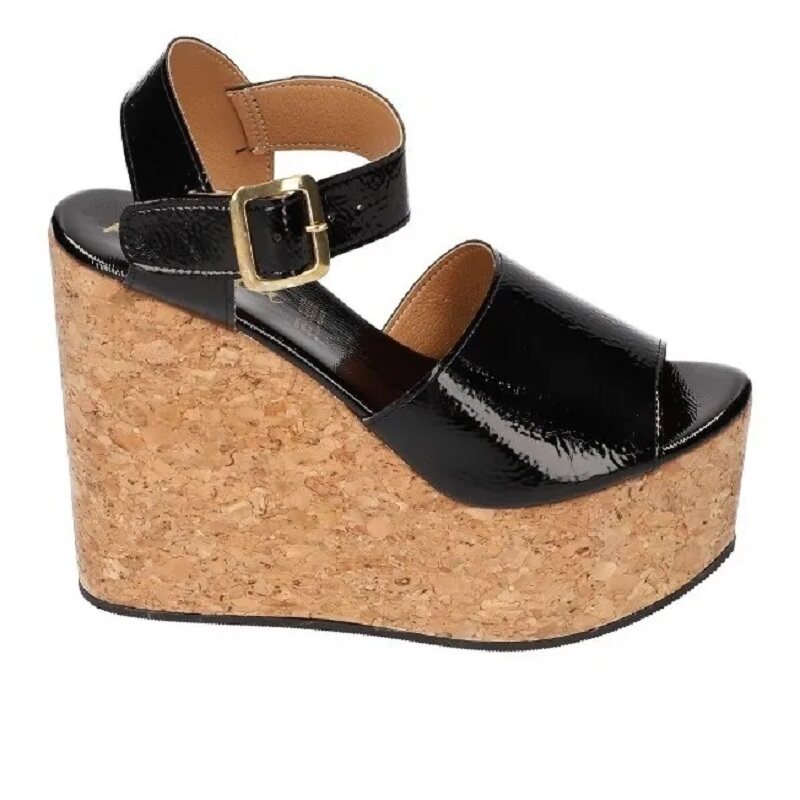 Sandalias Zapatos Mujer Tacon Zapatillas Plataforma 180 /z Negro