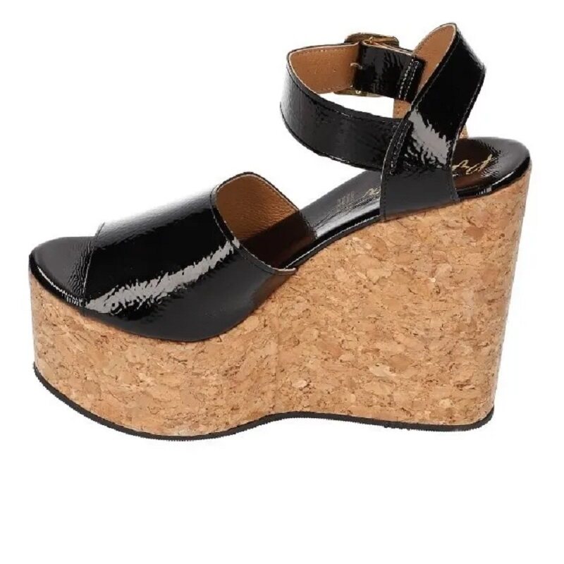 Sandalias Zapatos Mujer Tacon Zapatillas Plataforma 180 /z Negro