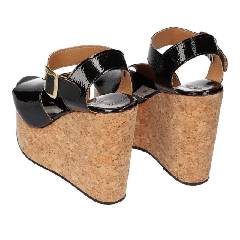 Sandalias Zapatos Mujer Tacon Zapatillas Plataforma 180 /z Negro