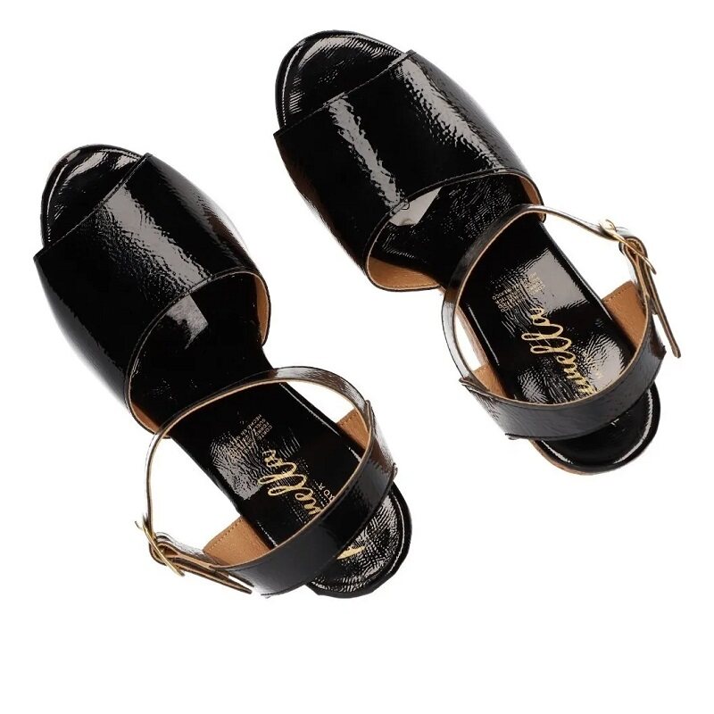 Sandalias Zapatos Mujer Tacon Zapatillas Plataforma 180 /z Negro