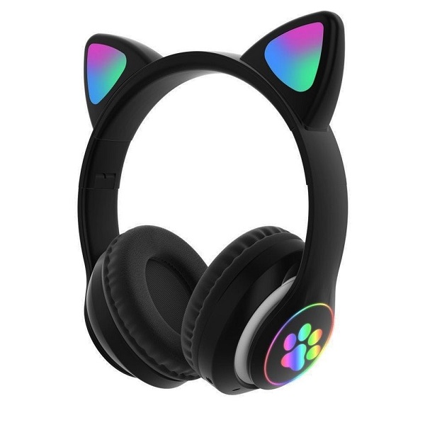 AUDIFONOS INALAMBRICOS OREJAS DE GATO LUZ LED L550 HUELLITA