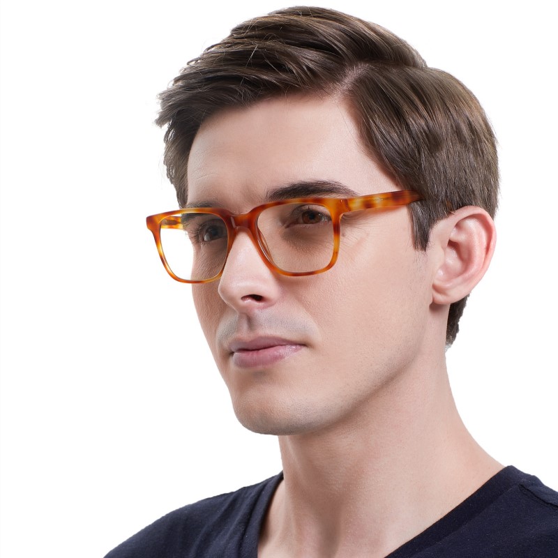 Lentes Ópticos Fer Armazón Acetato Rectangular Ámbar By Rebel