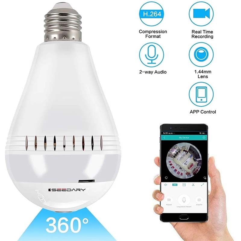 Cámara Espía Foco De Seguridad Y Vigilancia Ip Wifi Led